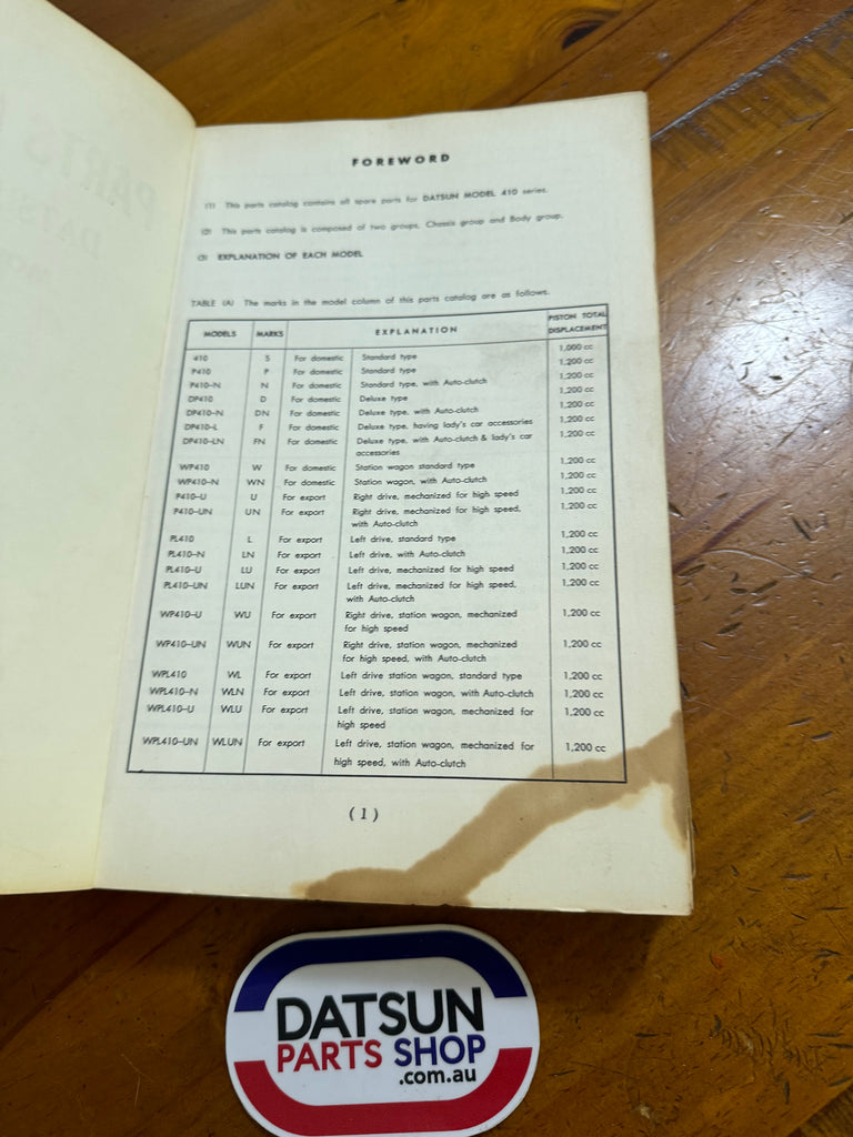 Datsun 410 Bluebird Parts Catalogue Used Nissan Datsun Parts Shop
