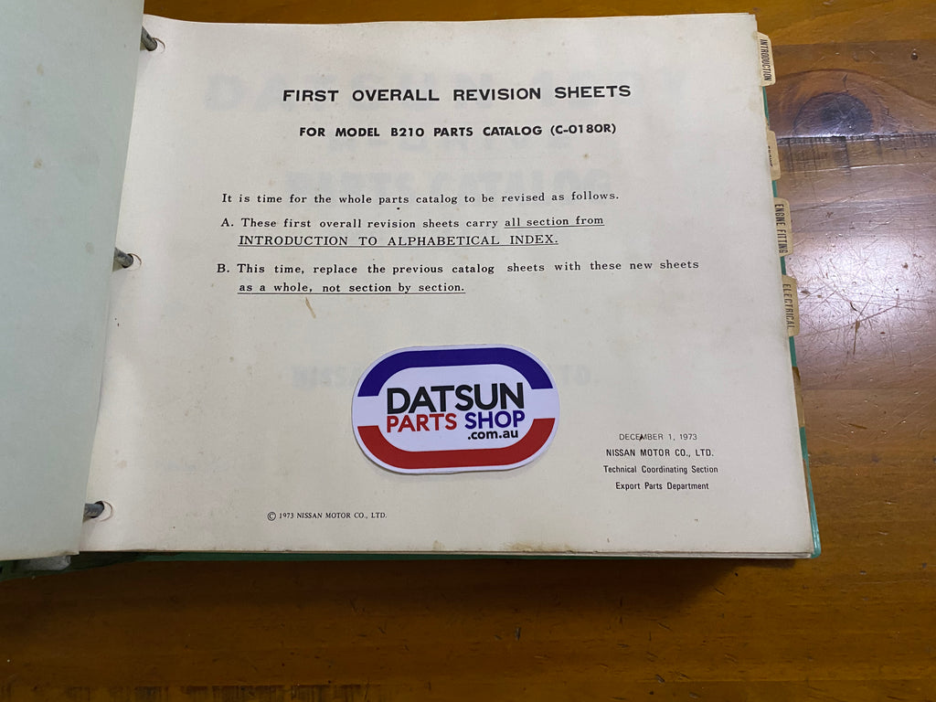 Datsun 120Y Parts Catalog Folder B210 Used Datsun Parts Shop