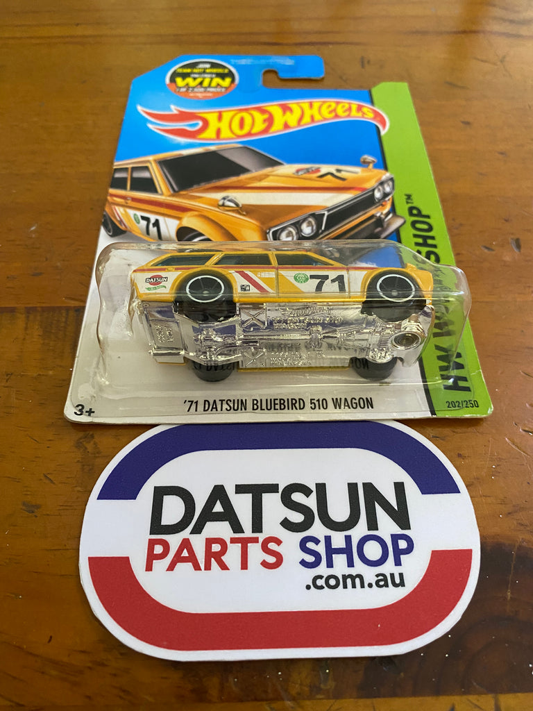 Hotwheels’71 DATSUN 510 WAGON yellow HOT WHEELS '71 DATSUN BLUEBIRD 510 WAGON YELLOW HW WORKSHOP