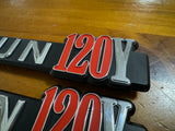 Datsun 120Y Coupe Side Badge Pair Nos Genuine Vb210