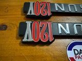 Datsun 120Y Coupe Side Badge Pair Nos Genuine Vb210