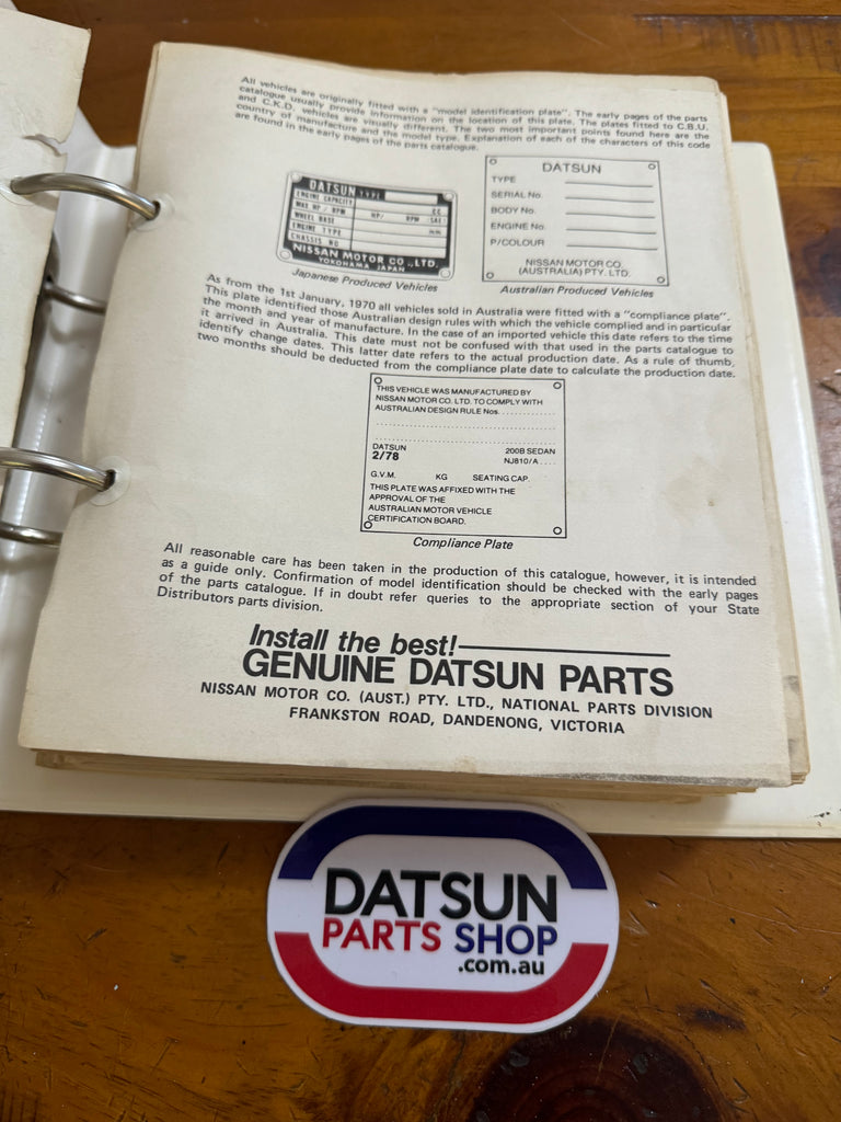 Nissan Identification Catalogue Folder Used Datsun Datsun Parts Shop