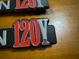 Datsun 120Y Coupe Side Badge Pair Nos Genuine Vb210