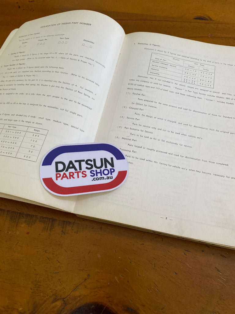 Datsun Fairlady SP310 Parts Catalogue Used Roadster Datsun Parts Shop
