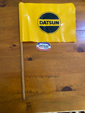 Datsun PVC Dealer Flag Yellow on Pole Used