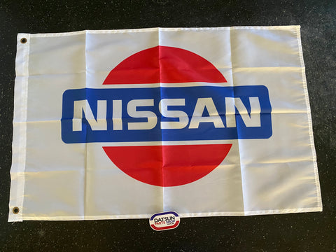 Nissan Medium White Flag 100% polyester