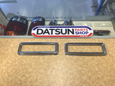 Datsun 1200 Guard Light Chrome Trim Pair New Genuine Parts